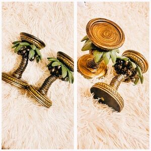 2 pcs Palm Tree Coconut Candle holder home decor